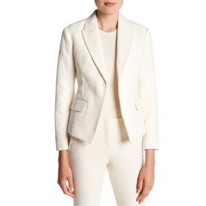 Theory Cotton Textured Brince Newdale Bonded Warm Ivory Blazer H0104108 EUC Sz 2